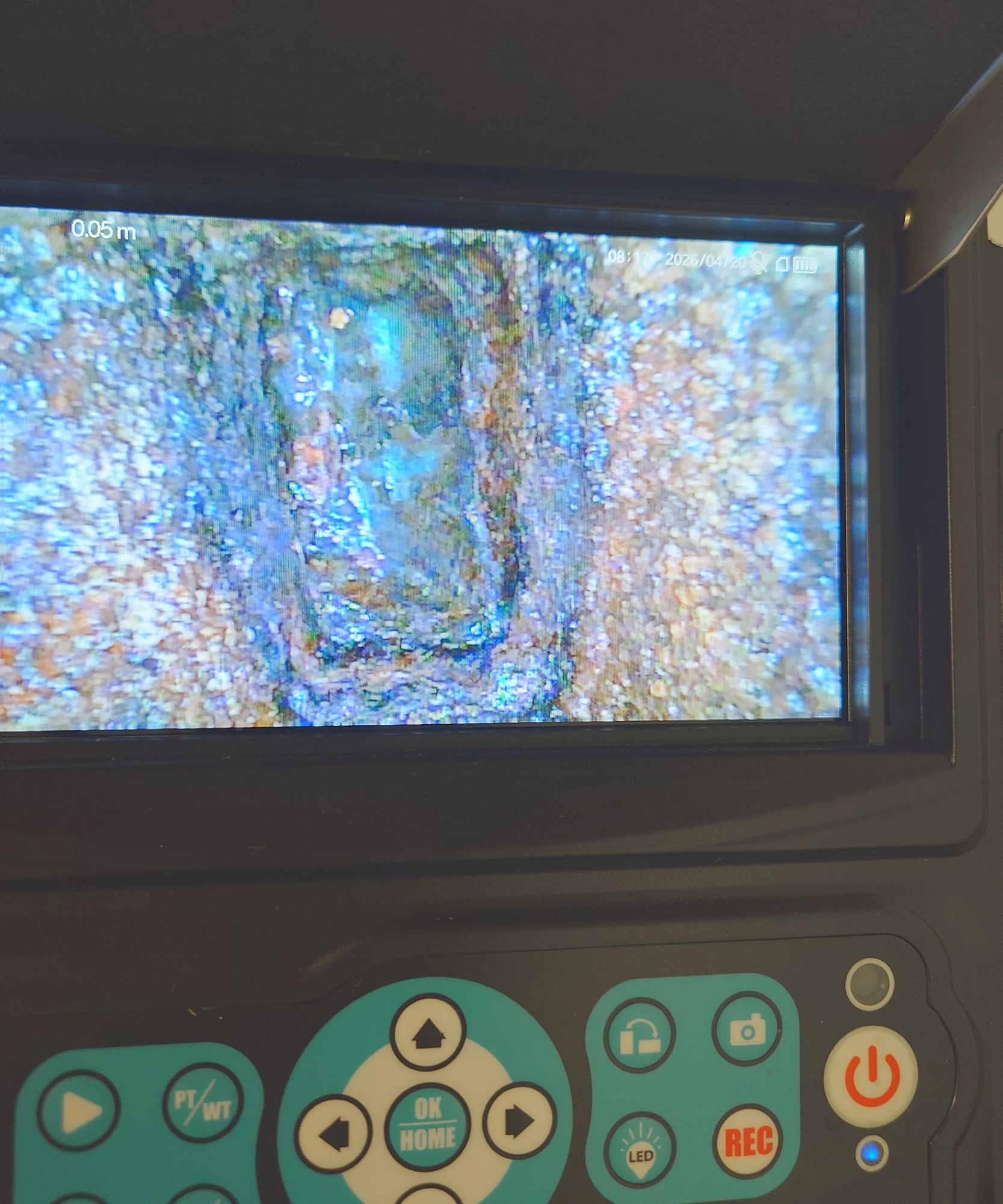 Monitor einer Leitungskamera bei einer Untersuchung